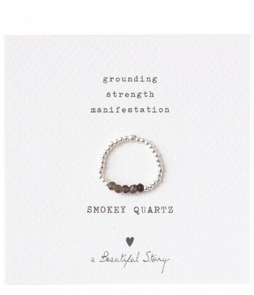A Beautiful Story  Beauty Smokey Quartz Silver Ring S/M zilver (BL23175)