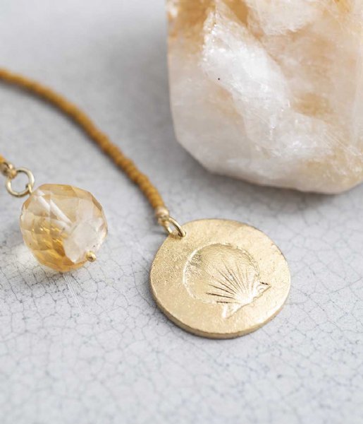 A Beautiful Story  Fairy Citrine Shell Gold Necklace goud (BL23058)