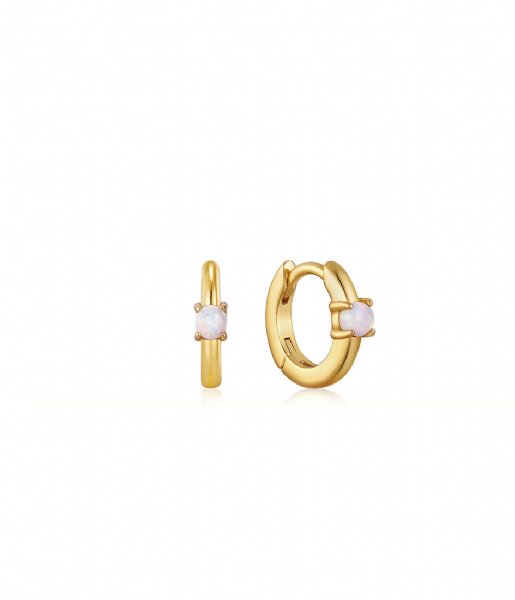 Ania Haie  Opal Cabochon Huggie Hoop Earrings Gold