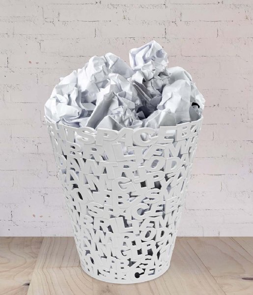 Balvi Förvaringskorg Wastebasket Letters Plastic White