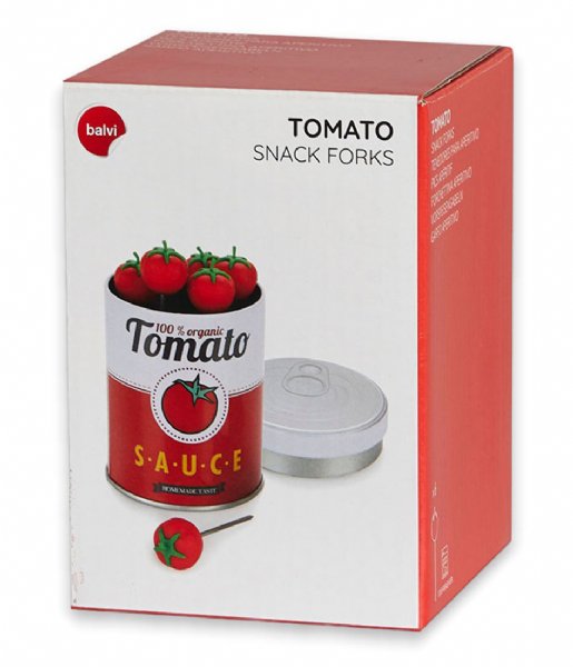 Balvi  Snack Fork Tomato 6x White/Red