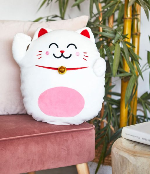 Balvi Dekorativa kudden Cushion Mr Wonderful Lucky Cat White