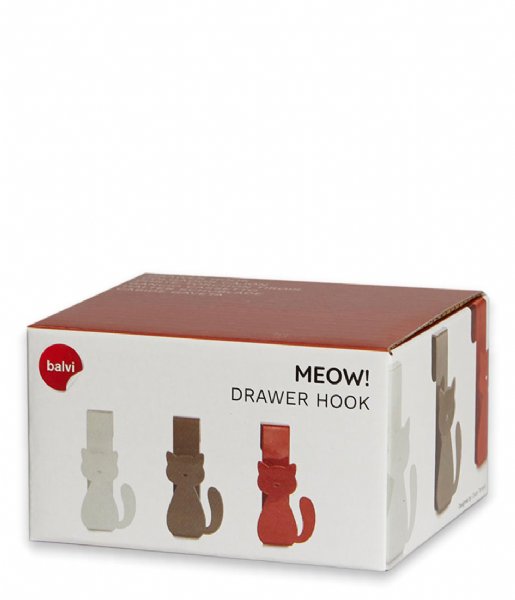 Balvi  Drawer Hook Meow! 3x Red