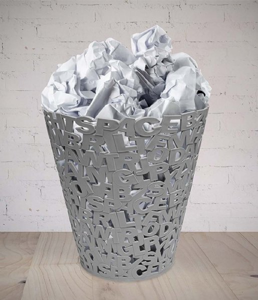 Balvi Förvaringskorg Wastebasket Letters Plastic Grey