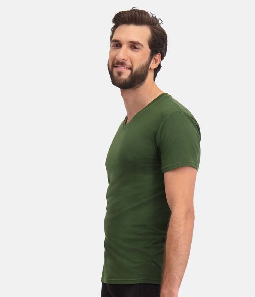 Bamboo Basics  Velo T-shirt V-hals 2-pack Army Green (4)