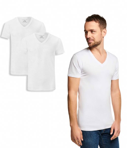 Bamboo Basics  Vinn Slimfit T-shirt V-hals 2-pack White (1)