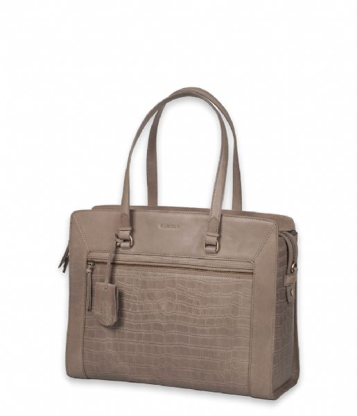 Burkely  Burkely Croco Cassy Workbag 15.6 Inch Pebble taupe (25)