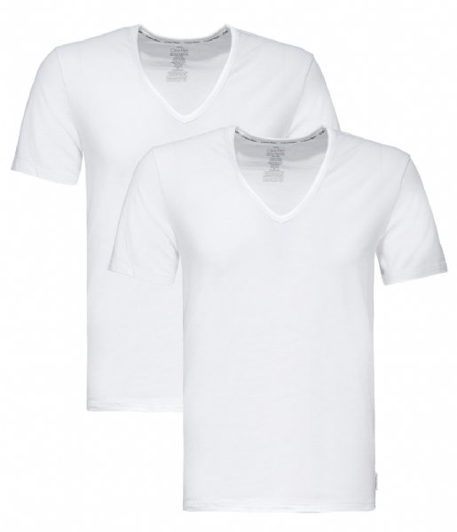 Calvin Klein  2P S/S V Neck 2-Pack White (100)