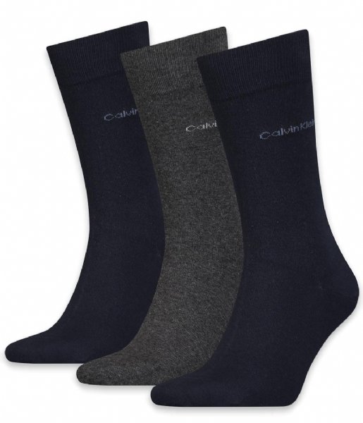Calvin Klein  Men Sock 3P 3-Pack Dark Grey Combo (006)