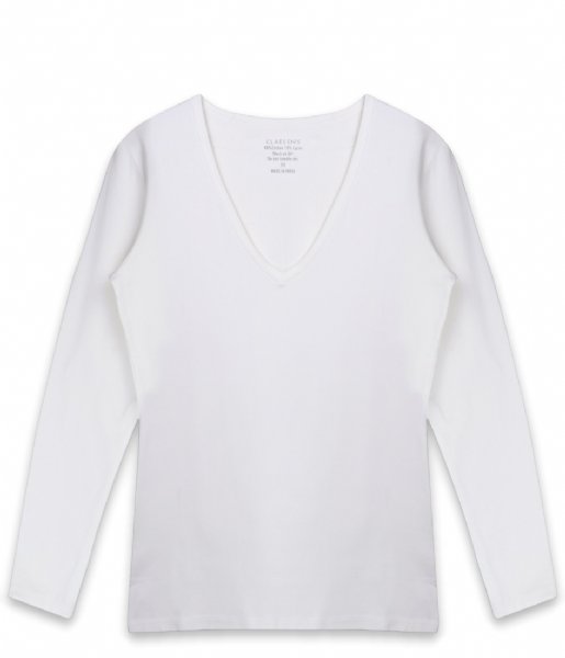 Claesens  V-Neck T-Shirt LS White