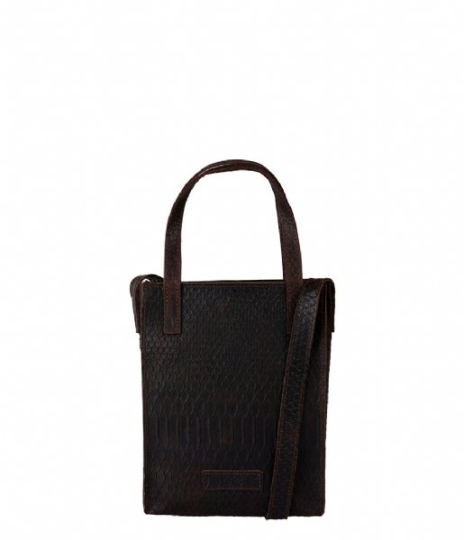 Shabbies  Shoppingbag Anaconda Printed Leather Dark Brown (2000)