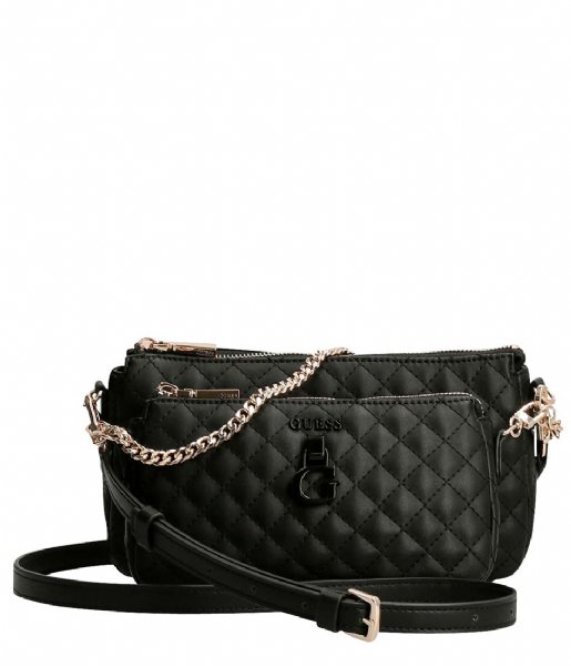 Guess  Rue Rose Dbl Pouch Crossbody Black