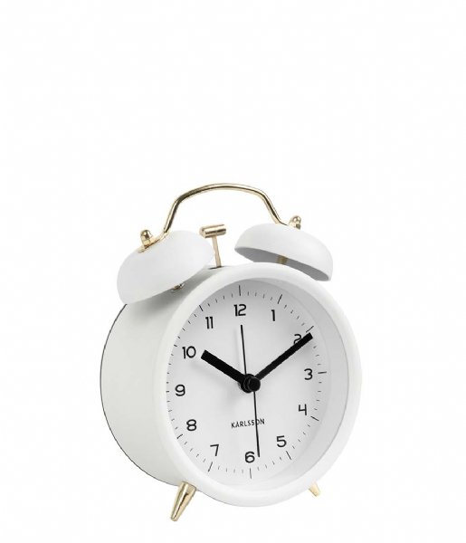 Karlsson  Alarm clock Classic Bell BOX32 white with gold colored (KA5659WH)