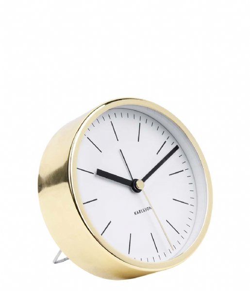 Karlsson  Alarm clock Minimal BOX32 Design white shiny gold colored case (KA5683WH)
