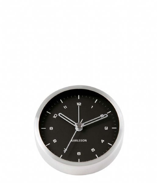 Karlsson  Alarm clock Tinge black dial Design Armando Breeveld brushed steel white dial (KA5845SI)