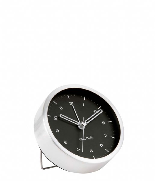 Karlsson  Alarm clock Tinge black dial Design Armando Breeveld brushed steel white dial (KA5845SI)