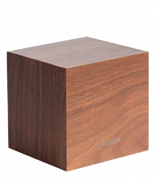 Karlsson  Alarm clock Mini Cube veneer white LED Dark wood (KA5655DW)