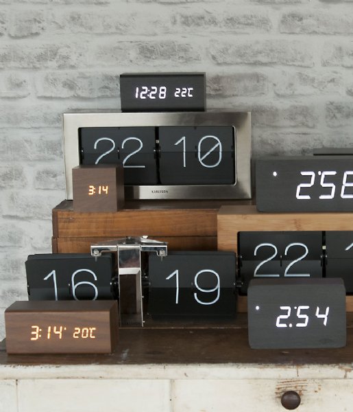 Karlsson  Alarm clock Tube veneer white LED Dark wood (KA5654DW)