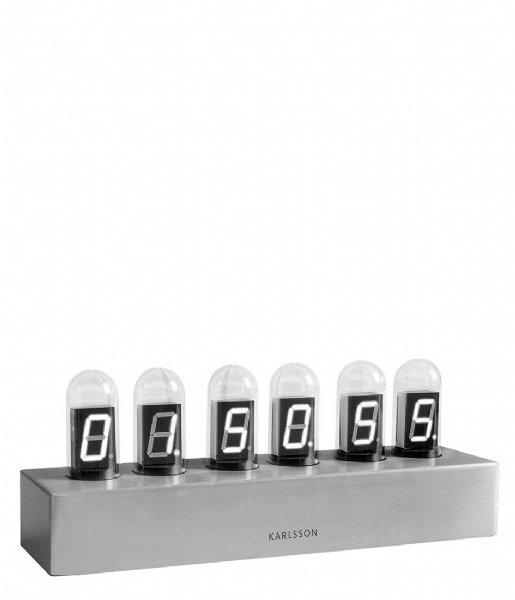 Karlsson  Table Clock Cathode Base White Led Brushed Steel (KA4208)