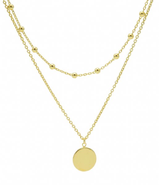 Karma  Karma Double Necklace Dots Disc Zilver Goldplated (T82)