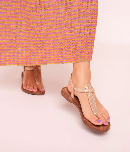 Lazamani  T Strap Sandals Weave Gold