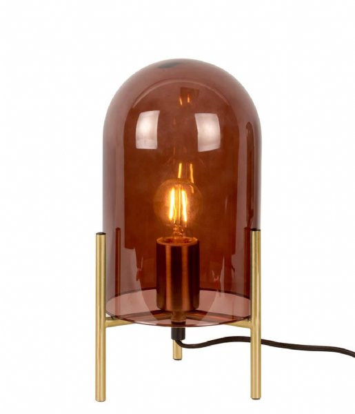 Leitmotiv Bordslampa Table lamp Glass Bell gold frame Chocolate Brown (LM1979DB)