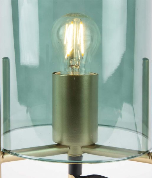 Leitmotiv Bordslampa Table lamp Glass Bell gold frame Jungle Green (LM1979GR)
