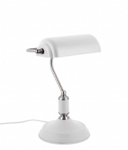 Leitmotiv Bordslampa Table lamp Bank iron white with satin nickel (LM1890WH)