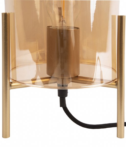 Leitmotiv Bordslampa Table lamp Glass Bell amber brown gold frame Gold (LM1979BR)