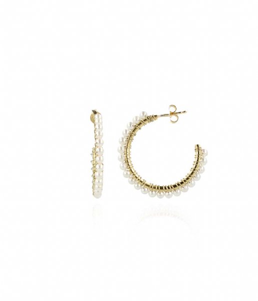 LOTT Gioielli  Classic Earring Hoop With Pearls 3cm Gold