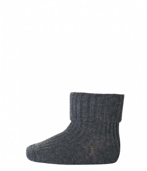 MP Denmark  Cotton Rib Baby Socks Dark Grey Melange (497)