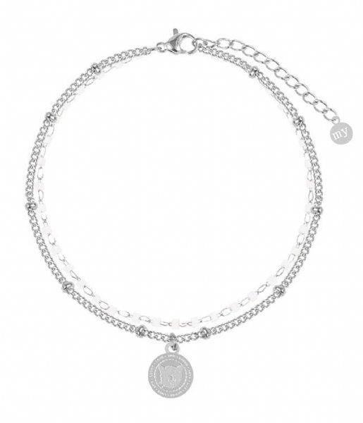 My Jewellery  Witte dubbele armband luipaard silver colored (1500)