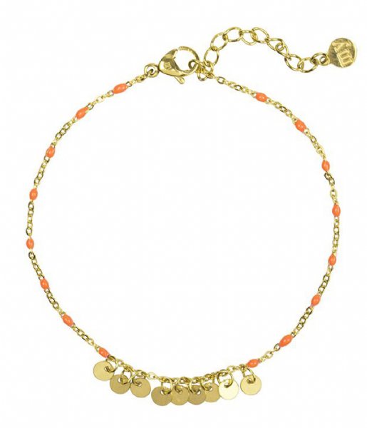 My Jewellery  Armband Goudkleurige Kralen Muntjes oranje (0300)