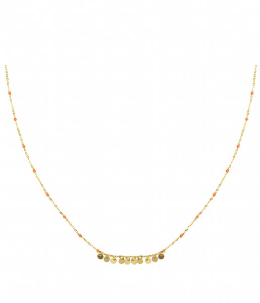 My Jewellery  Ketting goud kralen muntjes oranje (0300)