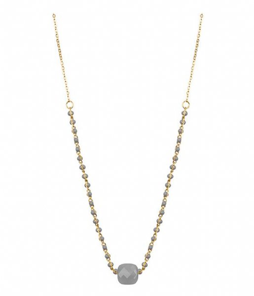 My Jewellery  Enamel Necklace Glass - Grey gold colored (1200)