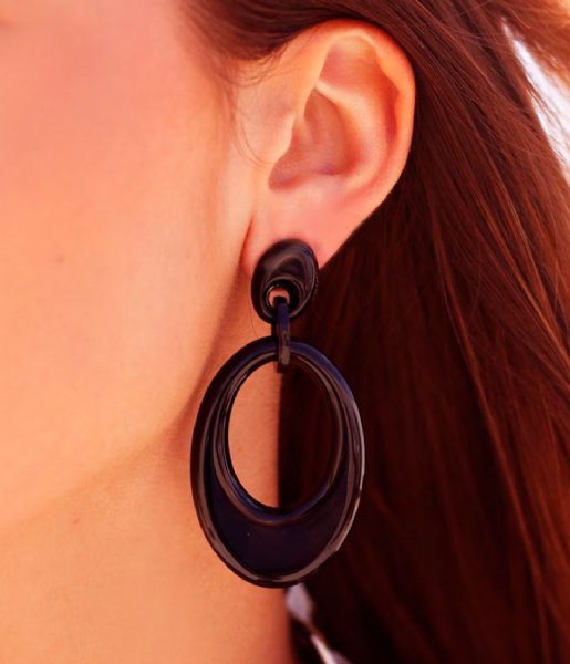 My Jewellery  Resin Earring Oval zwart (1100)