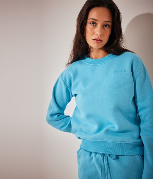 NA-KD  Organic Logo Basic Sweater Horizon Blue