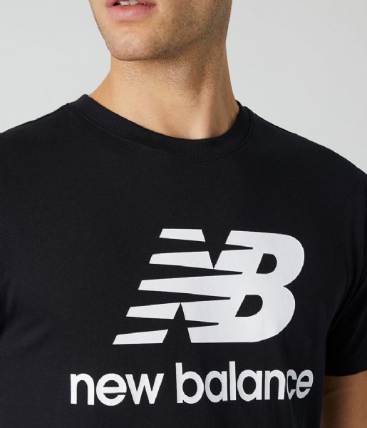 New Balance  Essentials Stacked Logo Tee Black (BK)