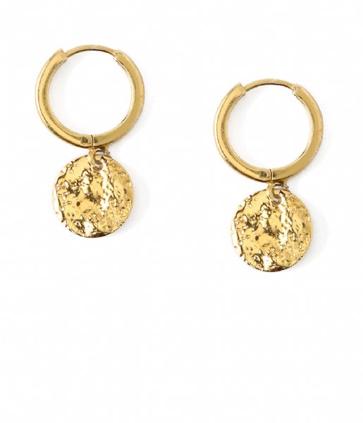 Orelia  Molton Coin Huggie Hoop Earrings Gold plated