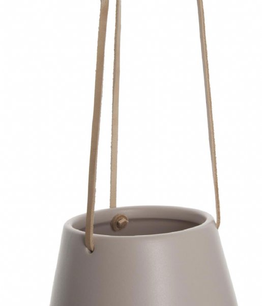 Present Time  Hanging pot Skittle ceramic small Leather cord matt light pink (PT2845PI)