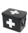 Present Time  Medicine Storage Box Metal W. White Cross M Black (PT2950M)