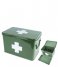 Present Time  Medicine Storage Box Metal W. White Cross L Green (PT2951L)