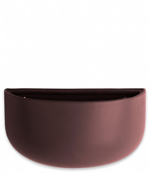 Present Time  Wall plant pot Oval wide ceramic matt Dark Purple (PT3384PU)