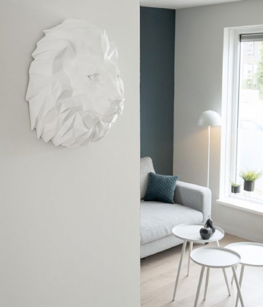 Present Time  Wall hanger Origami Lion polyresin matt White (PT3435WH)