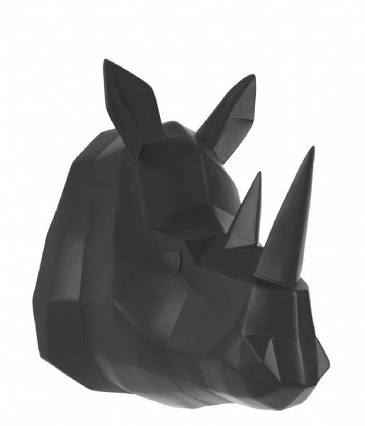 Present Time  Wall hanger Origami Rhino polyresin matt Black (PT3436BK)