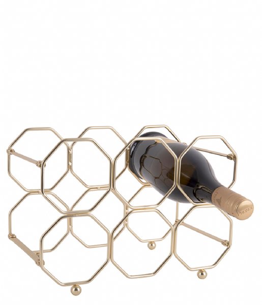 Present Time  Wine rack Honeycomb foldable iron gold colored (PT3474GD)