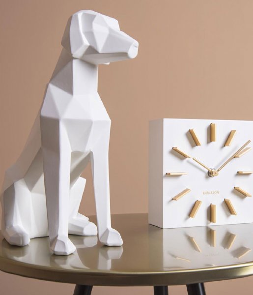 Present Time  Statue Origami Dog sitting polyresin matt White (PT3495WH)