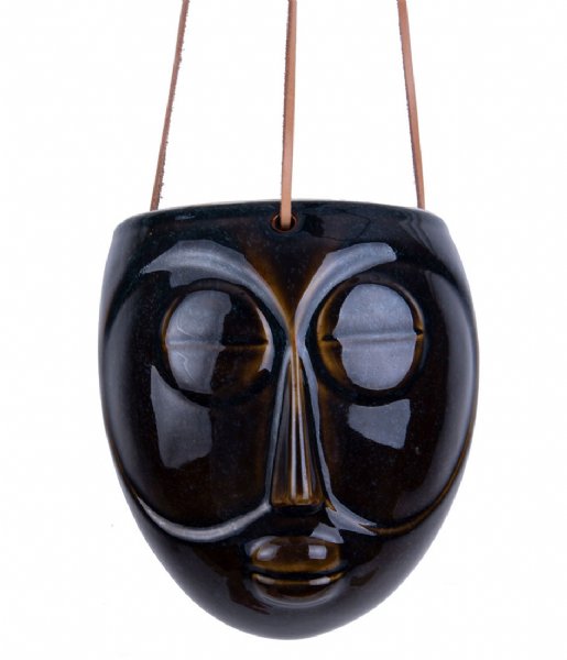 Present Time  Hanging plant pot Mask glazed Dark Brown (PT3542BR)
