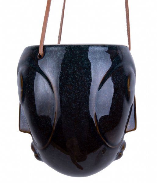 Present Time  Hanging plant pot Mask glazed Dark Brown (PT3542BR)