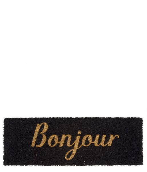 Present Time  Door Mat Bonjour Gold Colored Coir (PT3625GD)